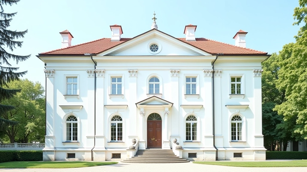 Verkių rūmų barokinio stiliaus fasadas su ornamentais ir langais